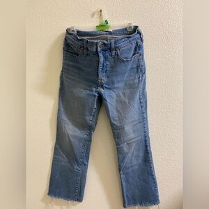Madewell Women's MidRise Kick Flare Raw Edge Blue Jeans | 28
